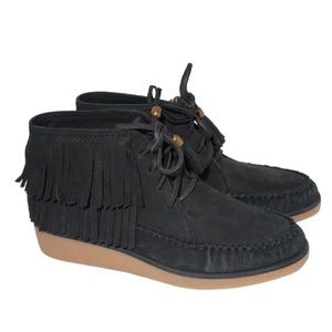 Chic Black Fringe Ankle Booties